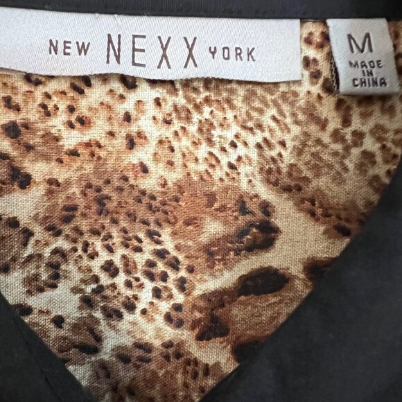 100% Silk Brown Cheetah Print Office Career Work Button Front Tunic Women Size M - Picture 2 of 8